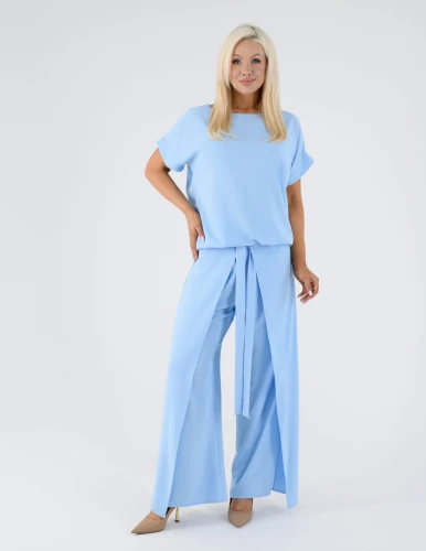 Modny komplet damski LEMA Marzena - modne spodnie damskie i bluzka w serek M-2XL