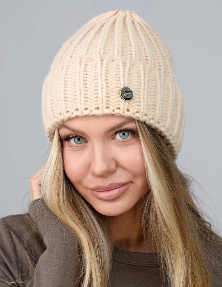 Elegancka czapka damska bez pompona - zimowa czapka beanie