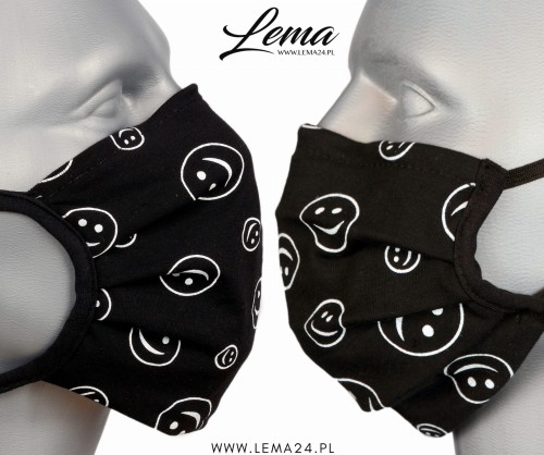 WHOLESALE: Protective black cotton mask with reusable silver ions OEKO Tex SMILE