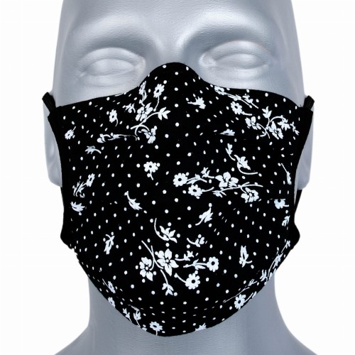 WHOLESALE: Protective black cotton mask with reusable silver ions OEKO Tex FLOWERS