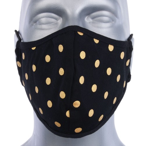 Protective reusable cotton mask with silver ions, bell model - golden dots