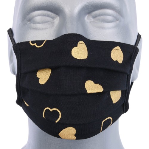 WHOLESALE: Protective black cotton mask with reusable silver ions OEKO Tex Gold Hearts