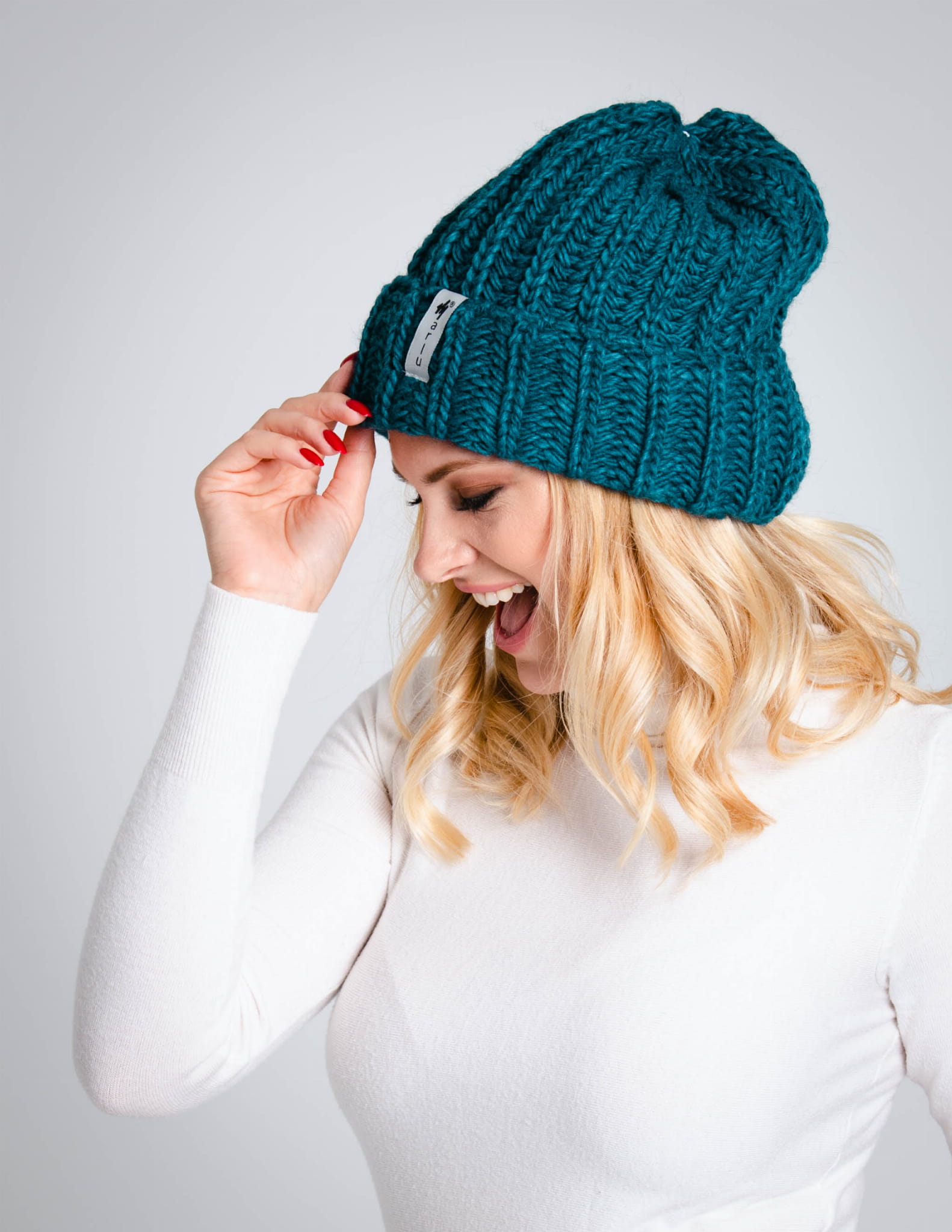 Czapka Marlu bez pompona - zimowa czapka z wywinięciem-szmaragdowa-1